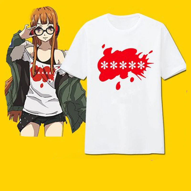 Game P5A PERSONA5 Sakamoto Ryuuji SKULL Sakura Futaba Men Women T-shirt Cosplay Costume T shirt Casual Short Sleeve Tee Tops NEW