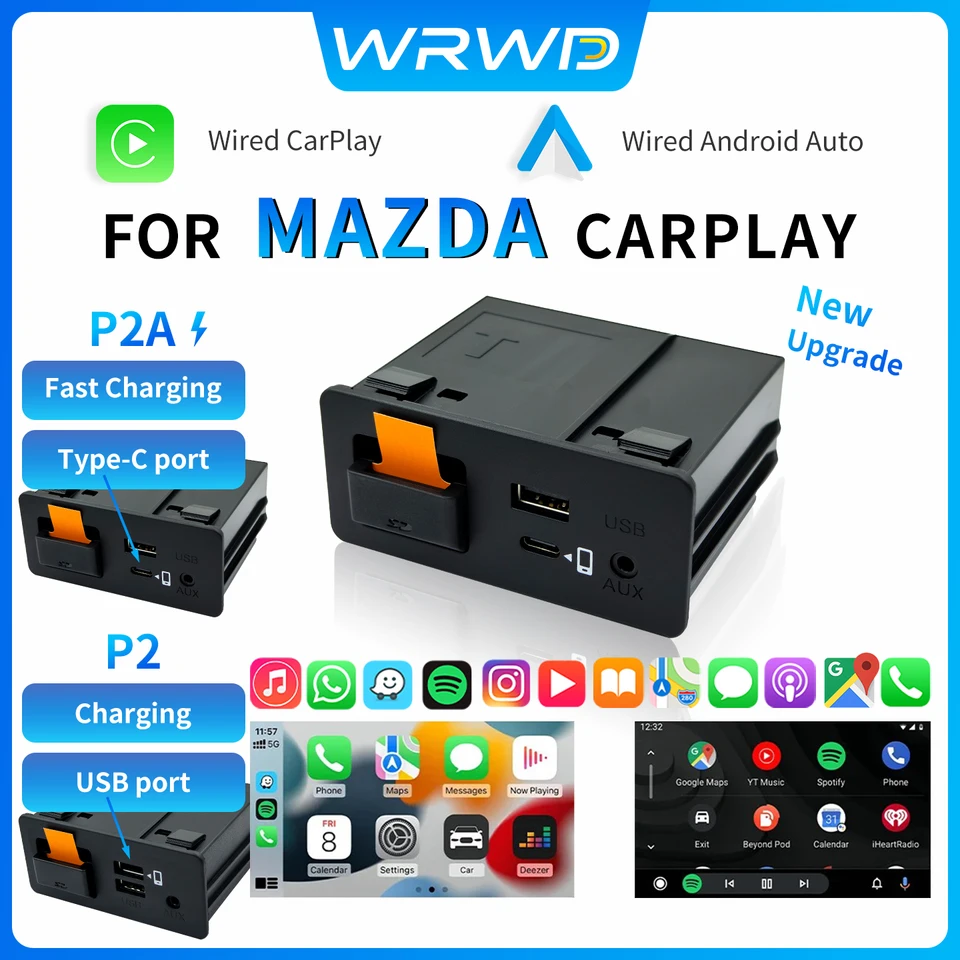 P2 Wired Carplay Android Auto Adapter For Retrofit Mazda 2 3 6 CX3