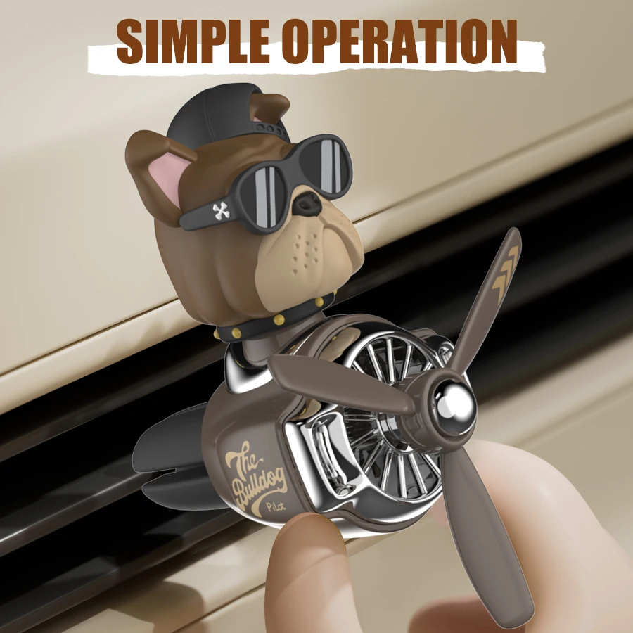 Head shaking rotating pilot bulldog bear car air fresheners vent accessories cool fun decor perfume fragrance aroma diffuser men - view 4