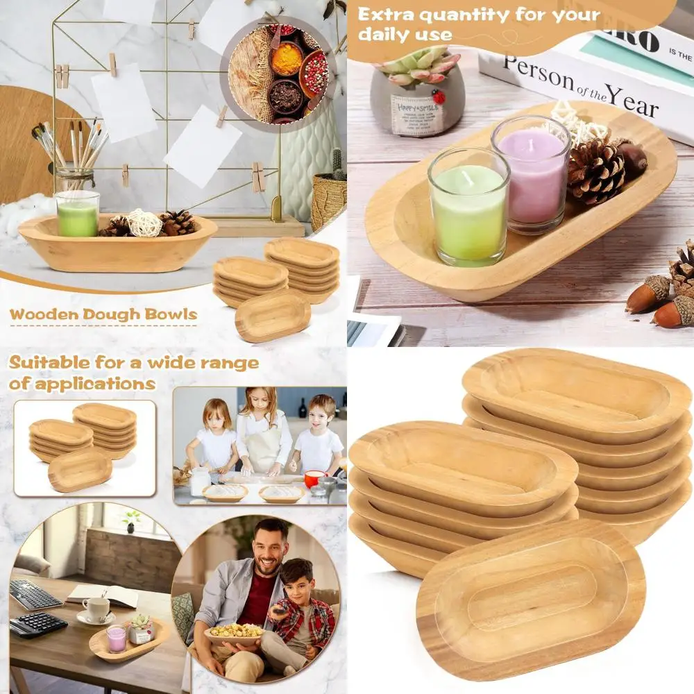 

Набор из 10 деревянных мисок для теста в деревенском стиле, 8,5 дюймов, для свадеб, домашнего творчества и декора (цвет хаки)