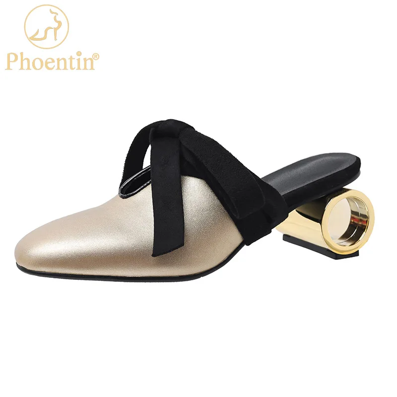 Phoentin Women strange high heels Mules Shoes Brand Slingbacks cross tied pumps Summer Ladies sandals Fashion slippers FT2496