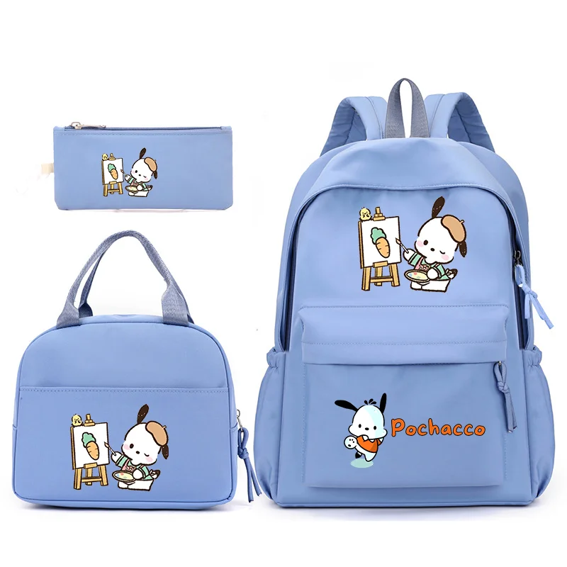 3pcs/Set Pochacco Backpack with Lunch Bag for Teenagers Student School Bags Casual Comfortable Travel Set