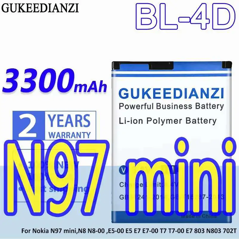 

Mobile Phone Battery BL-4D 3300Mah For Nokia N97 Mini,N8 N8-00 ,E5-00 E5 E7 E7-00 T7 T7-00 803 N803 702T