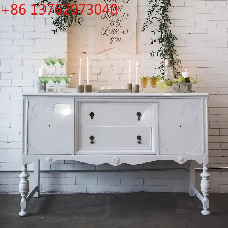 Light luxury high-end door cabinet retro solid wood dining side cabinet