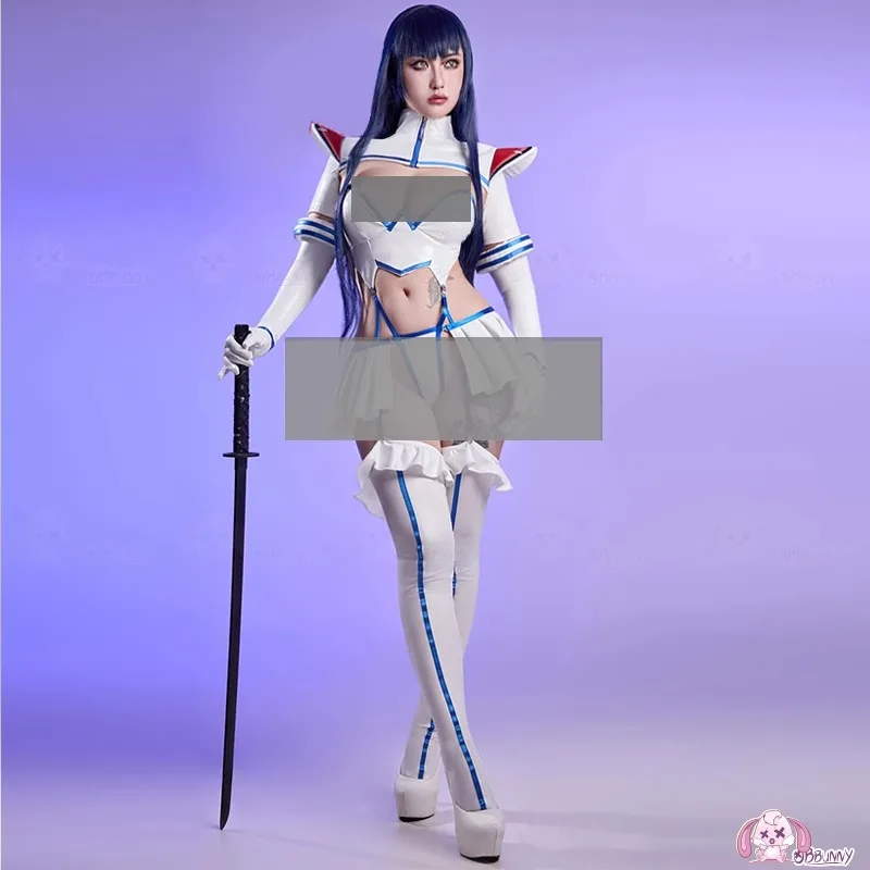 戦闘セーラー風コス：PVC光沢×W字ガーター付きミニ