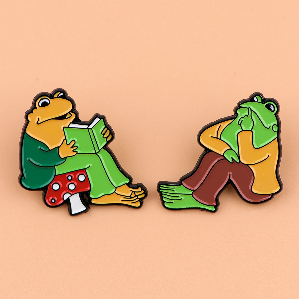 Frog and Toad Enamel Pin Story Lapel Pins for Backpacks Brooches for Women Clothes Badge Cosplay Accessories Friends Gift Toys