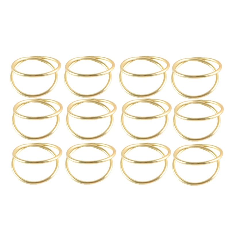 12 Pack Simple Design Napkin Rings Gold For Wedding Thanksgiving Christmas Party Dinner Table Easy To Use High Guality