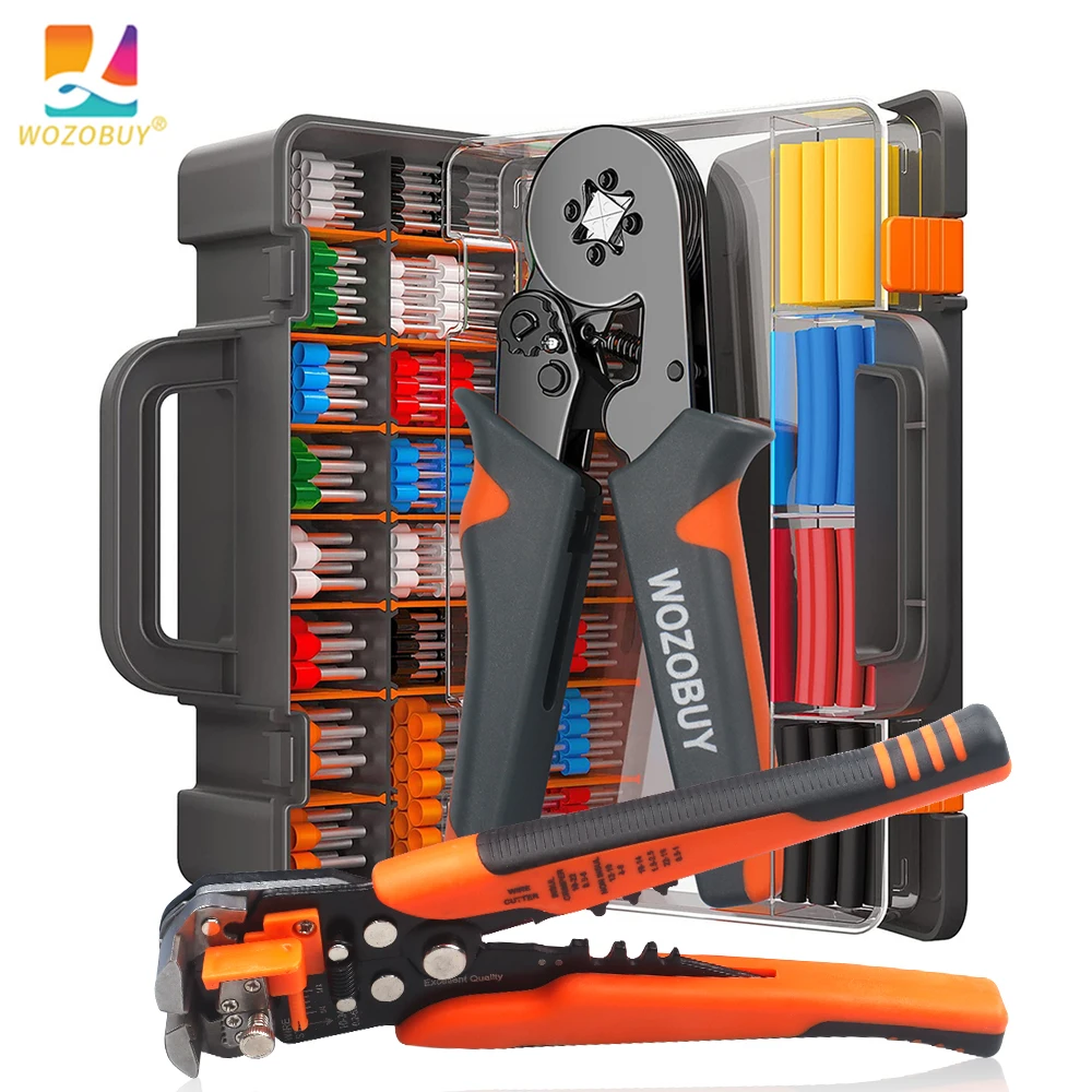 Ferrule Crimp Tool & Wire Stripper, WOZOBUY HSC8 6-6A Electrician Crimping Tool Kit,For Tubular Connectors