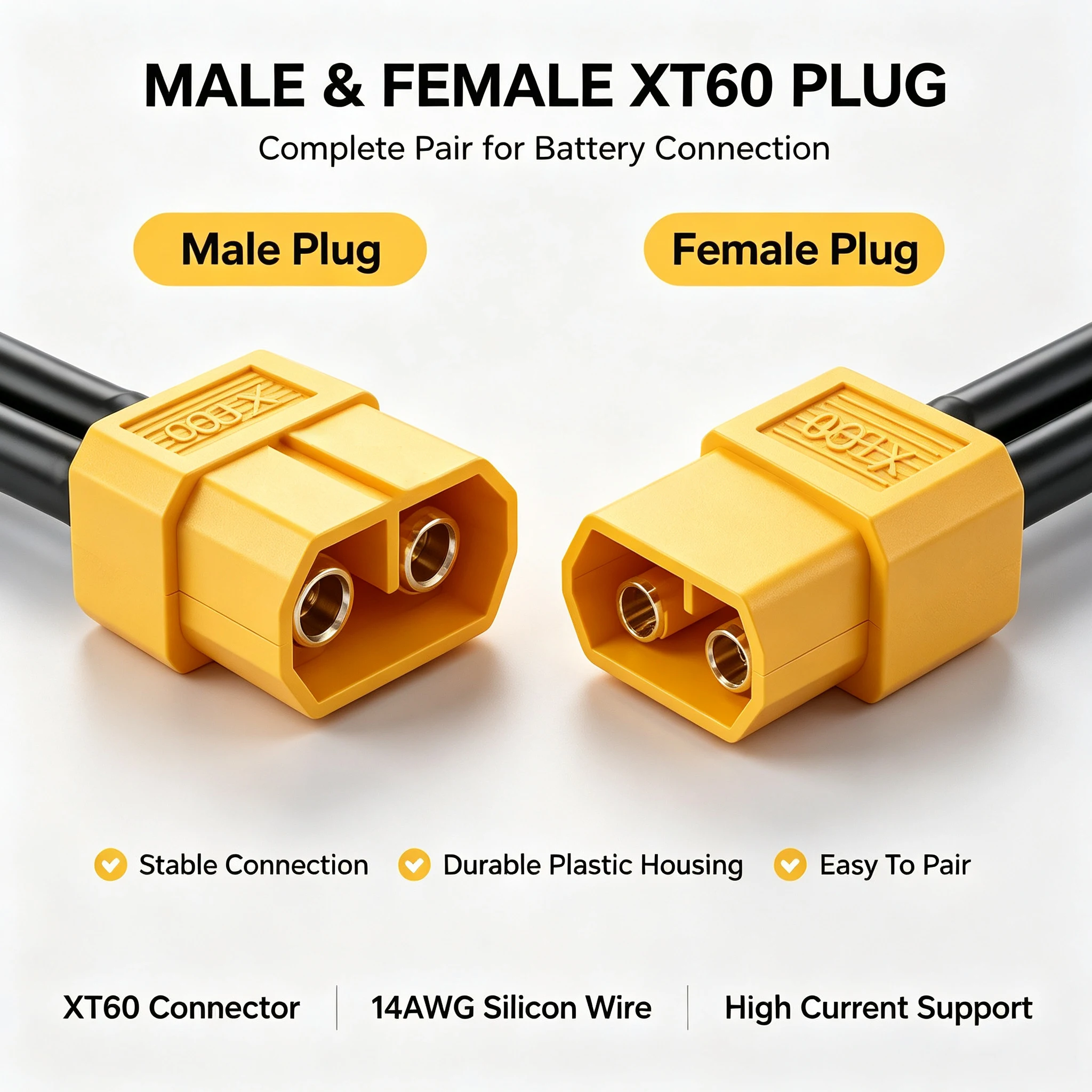 Drone Rc Link - XT60 Stecker-Buchse-Verbinder mit 14 AWG Weichsilikonkabel