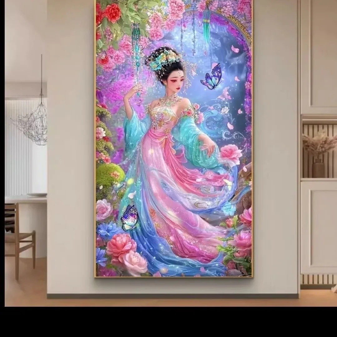 

9CT 11CT 14CT красивая девушка наборы с принтом вышивка крестиком DIY набор для рукоделия домашний декор поделки с иглами нитки