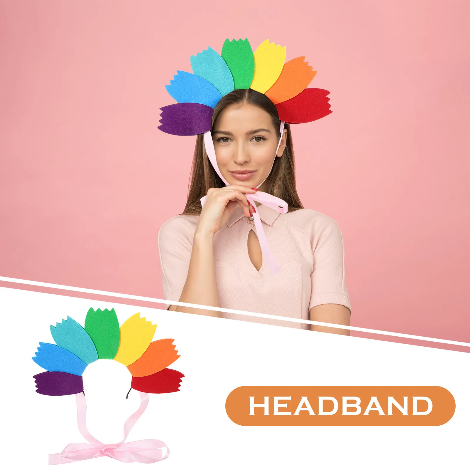 

Birthday Headband Festival Rainbow Colorful Sunflower Petal Hair Hoop Party Headdress Hair Accessories Rainbow Headband