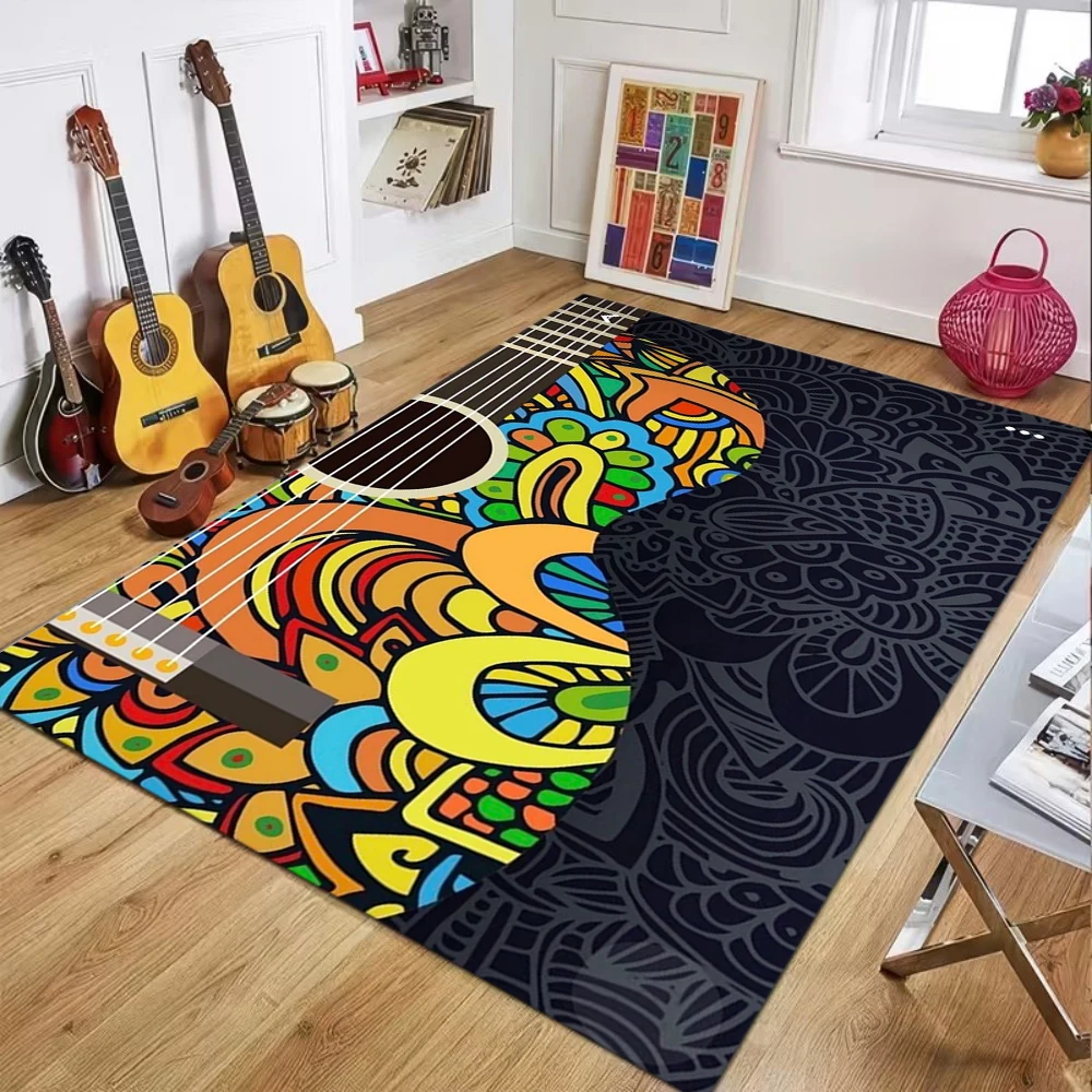 Alfombra de guitarra clásica, guitarra eléctrica, bajo, alfombra para sala de estar, dormitorio, sofá, decoración, tapete antideslizante para juegos infantiles