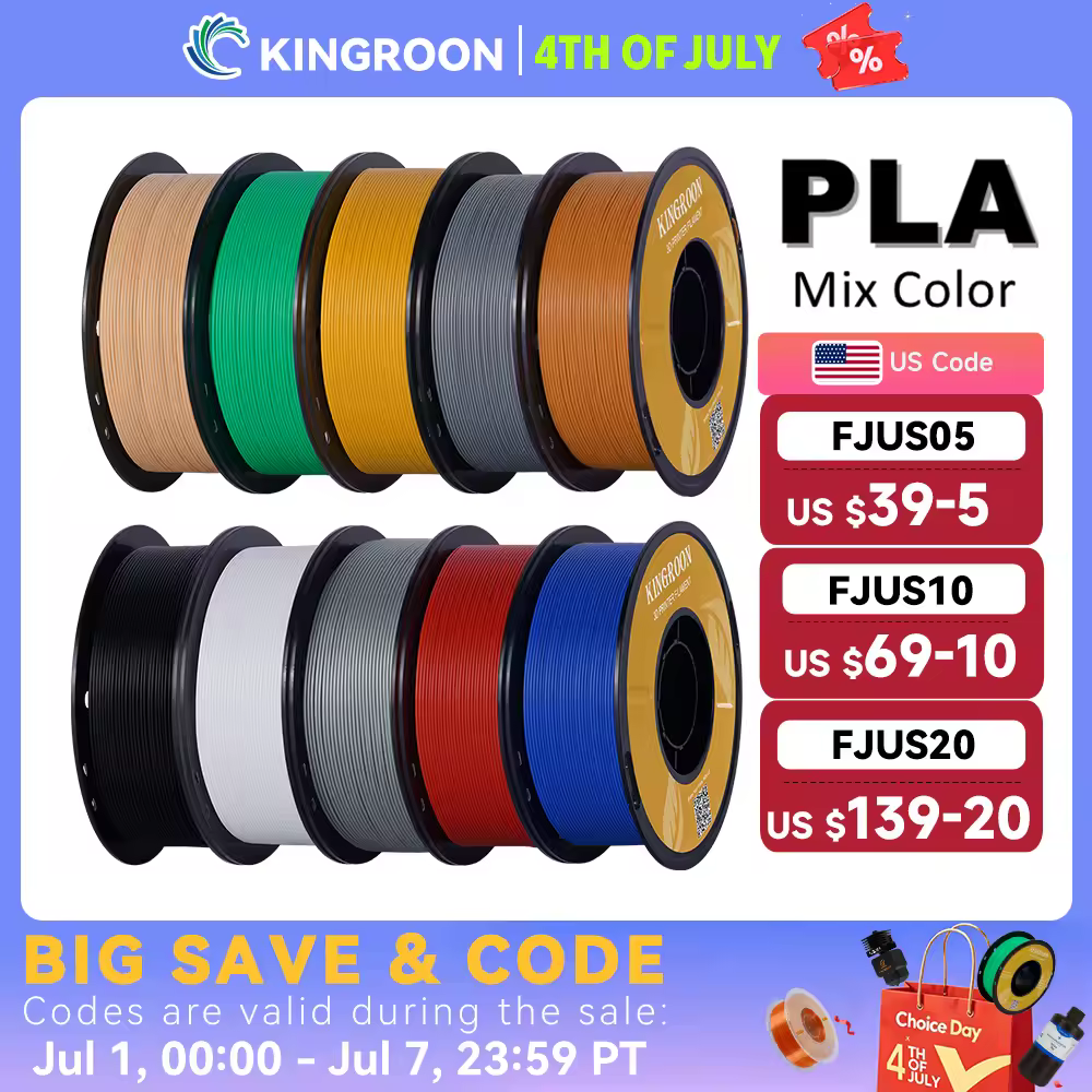 KINGROON PLA Filament 1.75mm 5/10KG pla Plastic For 3D Printer, Standard 1kg/roll 3D Printing Filaments Mix Color Local Shipping