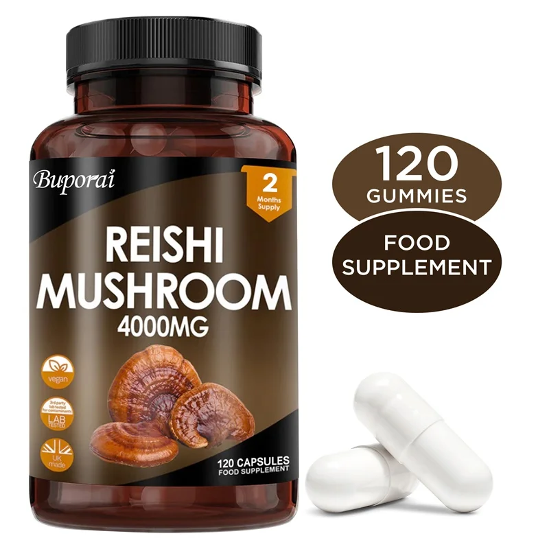 

Reishi Mushroom Capsules 4000mg - Immune and Energy Support, Improves White Blood Cell Function, and Enhances Defense Resistance