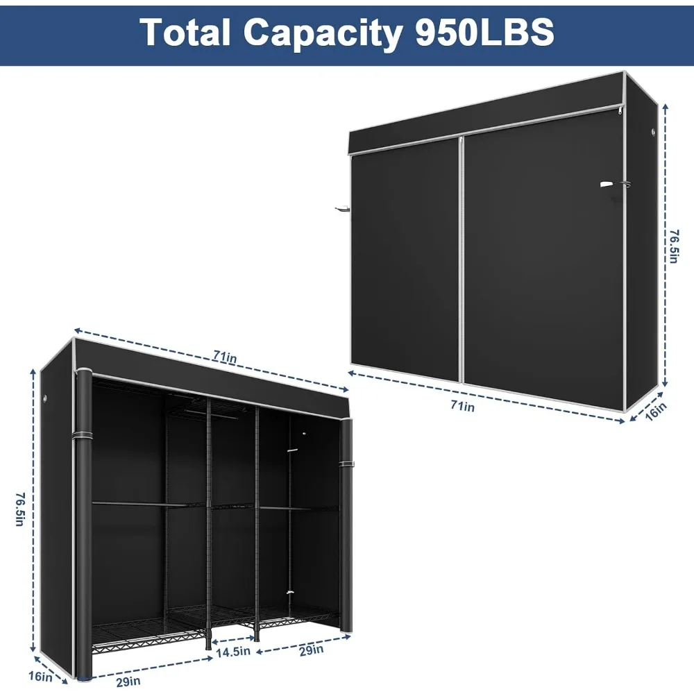 Freestanding Closet Organizer System, Adjustable Rack 71