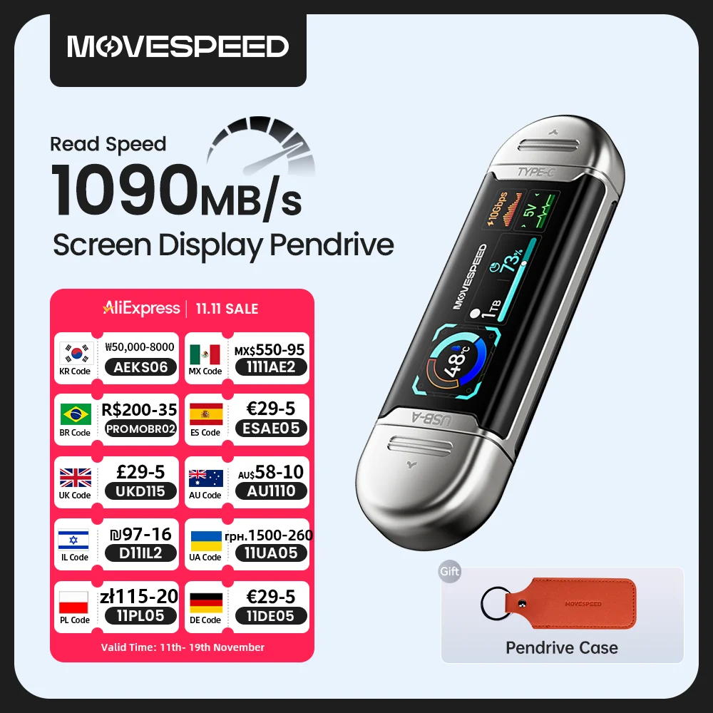 Флешка MOVESPEED SU10 1090 МБ/с, твердотельный накопитель, 2 ТБ, 1 ТБ, 512 ГБ, 256 ГБ, 128 ГБ, ЖК-дисплей USB3.2 Gen2 Type C для iPhone 15/16/17 ПК Флешка MOVESPEED SU10 1090 МБ/с, твердотельный накопитель, 2 ТБ, 1 ТБ, 512 ГБ, 256 ГБ, 128 ГБ, ЖК-дисплей USB3.2 Gen2 Type C для iPhone 15/16/17 ПК