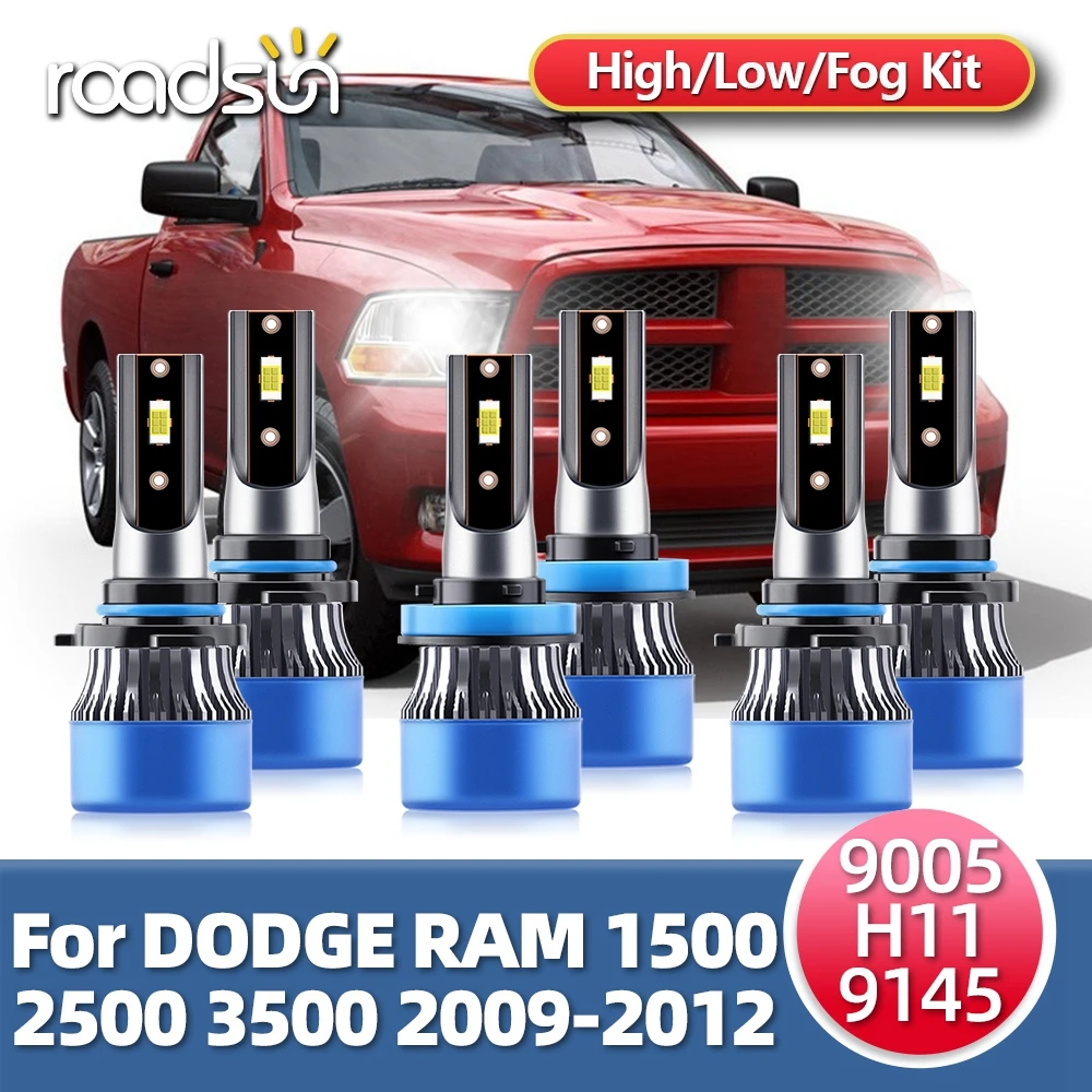 

2/6PC LED Headlight Fog Bulbs Combo High Low Headlamps Foglights CSP Lamp Kit For Dodge RAM 1500 2500 3500 2009 2010 2011 2012