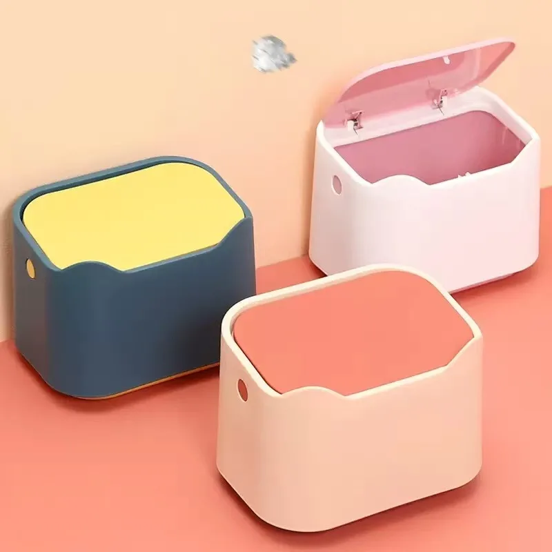 

Press-type desktop trash can with lid, cat shit shoveling, cute home small trash can, sundries storage box