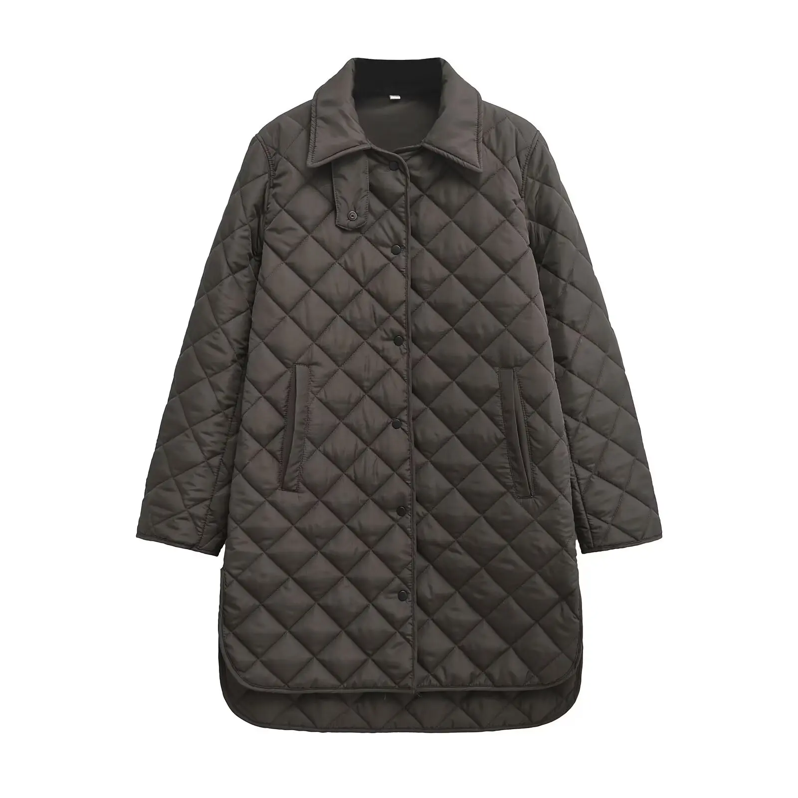 Winter new style lapel snap-button quilted mid-length high-end cotton jacket