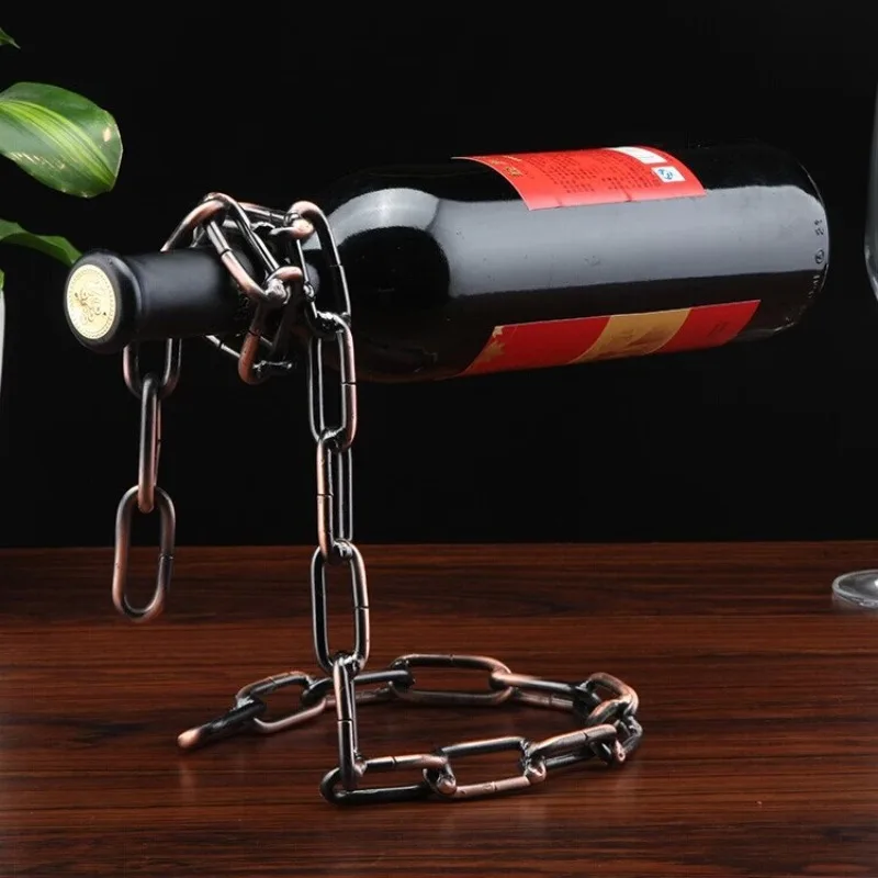 1PCS Suspended Chain Rope Wine Rack Metal Dipped Iron Decor for TV Cabinet Wine Storage Wine rack ornament