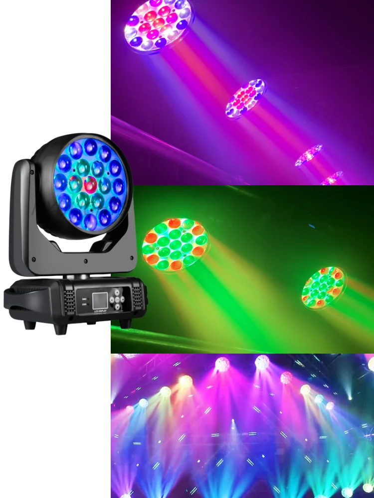 19x15W LED Zoom Beam Wash Circle Control Moving Head Light RGBW 4in1 Beam Professionelle DJ/Bar LED Bühnenmaschine DMX512 DJ-Lichter
