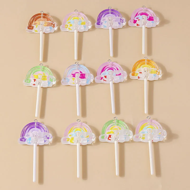 Leslie 10 Stück süße Süßigkeiten-Lutscher-Charms für baumelnde Ohrringe, Kawaii-Harz, Süßigkeiten-Lutscher-Anhänger, Schmuckherstellung, Zubehör – Detail 25