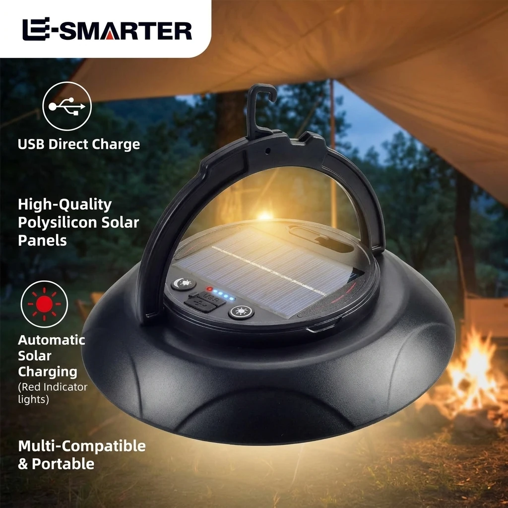 Solar Powered LED Outdoor Lamp Portable Camping Light Garden Emergency Lighting Wild Light Charging Courtyard Solar Lamp