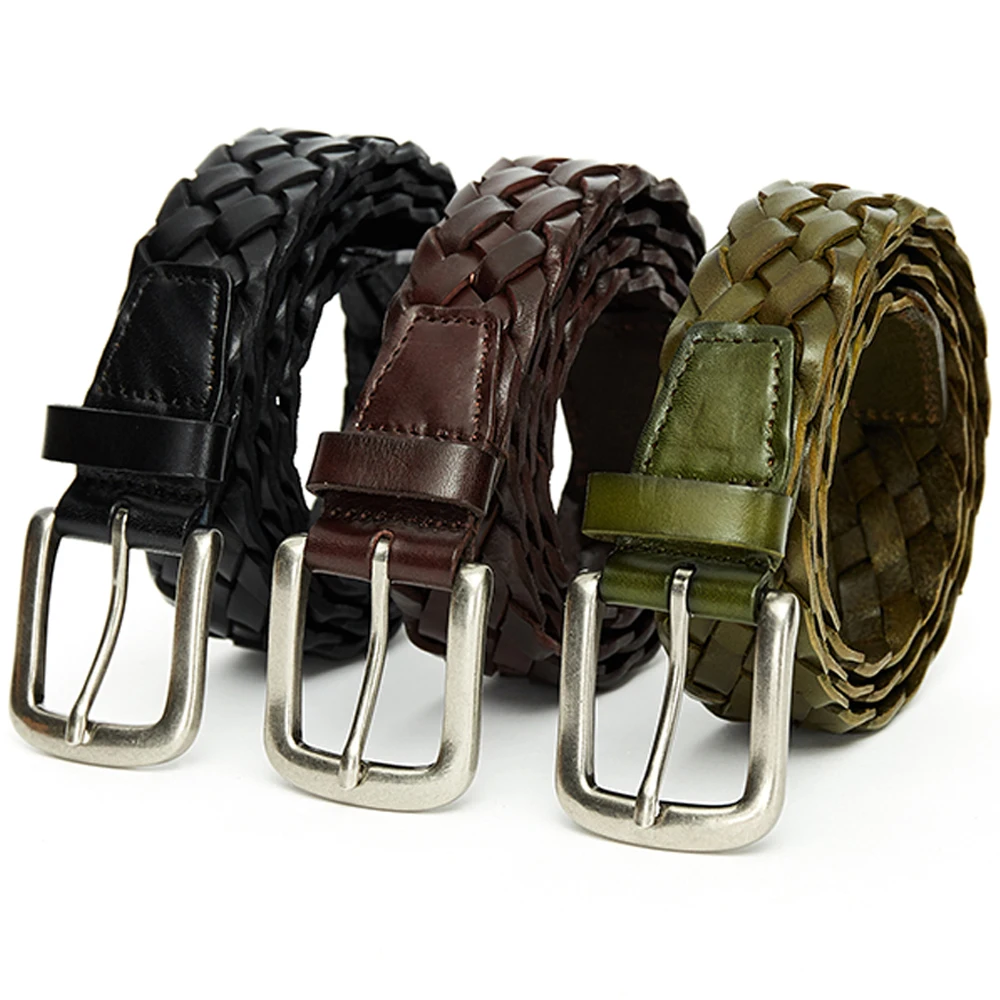 Women Braided Belt Braided Leather Belts For Woman Woven Belt Dress And Casual Waistband