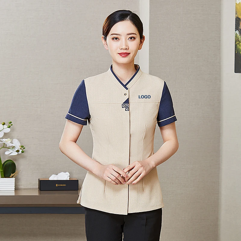 

Women's Cleaning Work Hotel Receptionist Uniform Costume Housekeeping Waiter Clothes Massage Nail Beautician Cafe Work Outfit