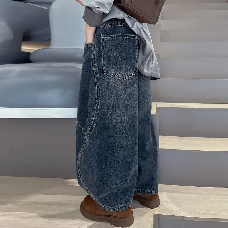 2026 New Boys Loose Jeans Spring Autumn Korean Style Fashion Casual Denim Pants for Kids