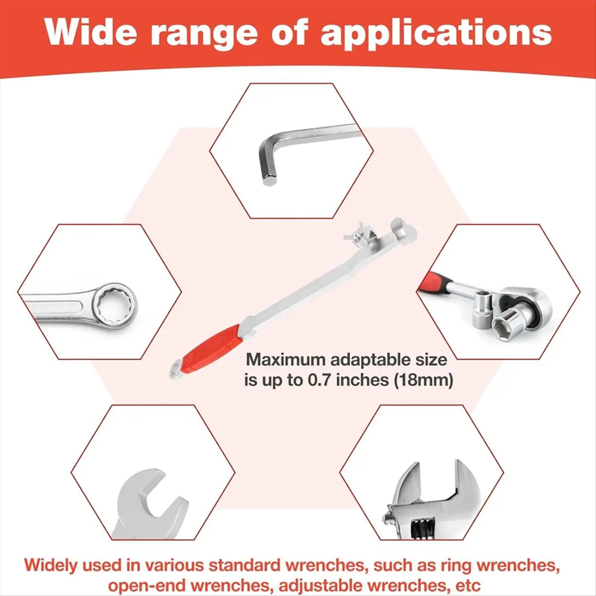 【COMELY】Wrench Extender Tool Bar, 15in Universal Wrench Extension Adapter, 1/2in or 21mm Hex Drive Open Spanner Extender Adaptor