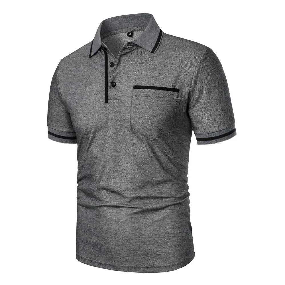 Herren Sommer Neues Modisches Kurzarm-Poloshirt, Lockeres Lässiges Poloshirt mit Tasche, Atmungsaktives Männer-Oberteil – Detail 9