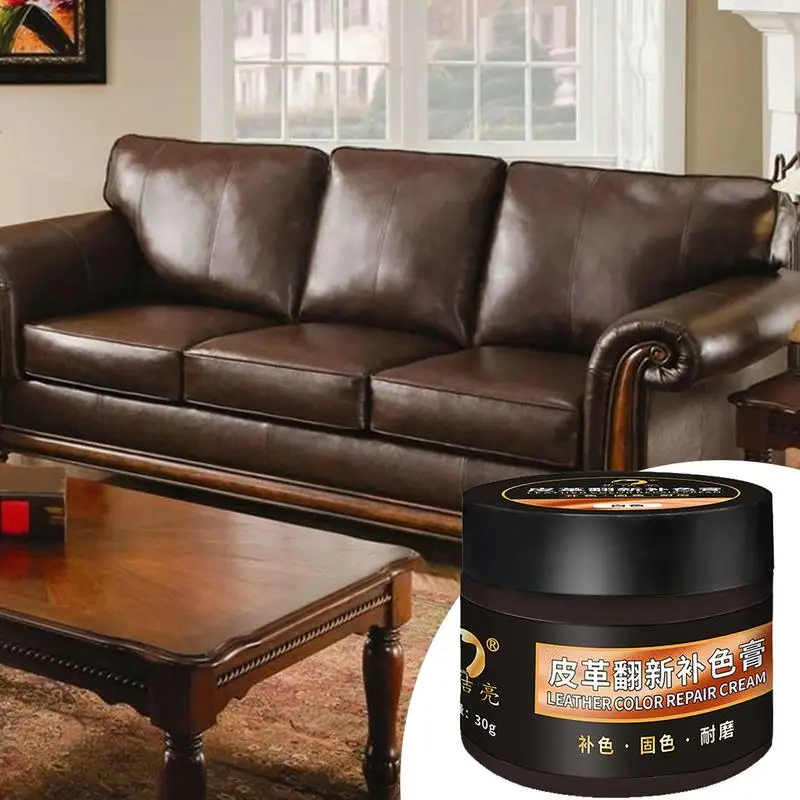 Leather Repair Cream 1.05oz Leather Scratch Repair Recoloring Balm Multipurpose Quick Drying Auto Seat Sofa Refurbishing Paste