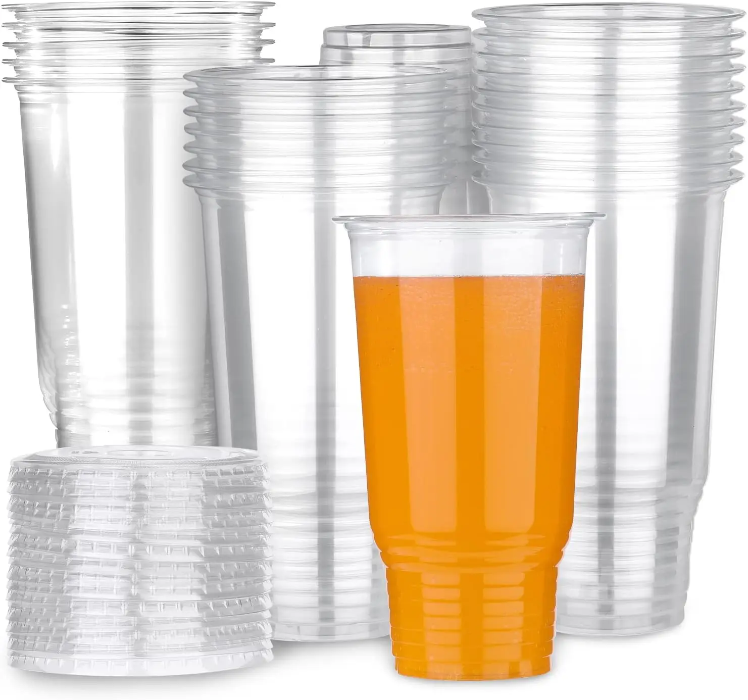 

32oz Plastic Cups with Lids, 40 Count Disposable Clear Cups for Dessert, Ice Cream, Cold Drinks as Iced Coffee, Ice Soda