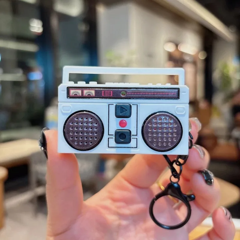 Mini chaveiro gravador retrô pode gravar e tocar música divertida caixa de música pingente presente de casal personalizado