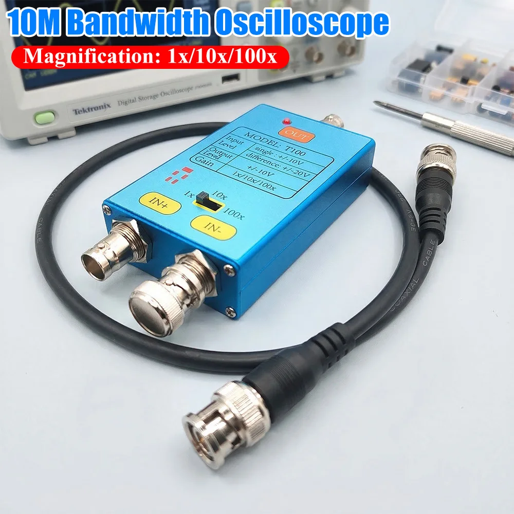 Gain Split Probes 1x/10x/100x Weak Signal Amplifier Battery Powered Low Noise for Maintenance Personnel for Electronic Engineers