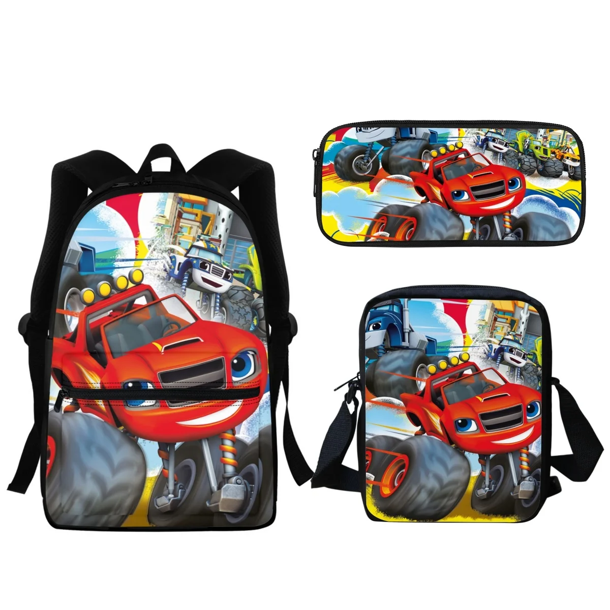 Blaze and the Monster Machines Anime Print Student School Bag Truck Fleet Design Kid Girls Children Backpack Bookbag Pencil Case