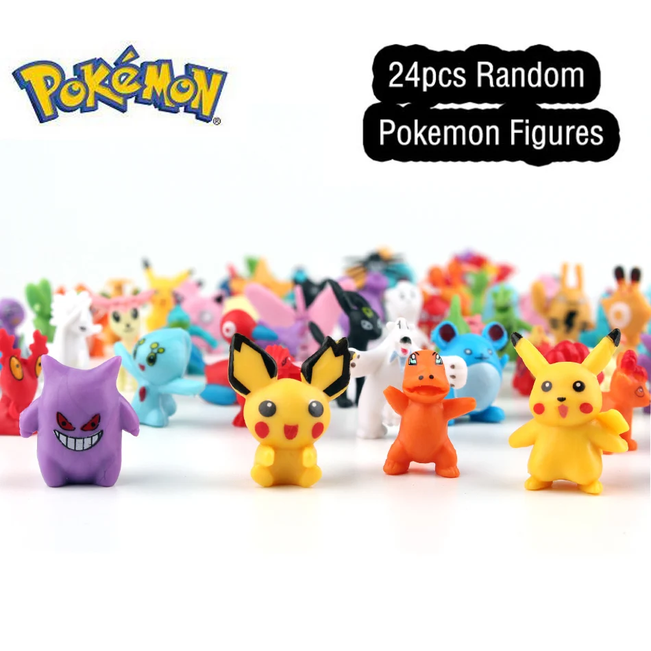 Set 24pcs/Bag Pokemon Figures Toy 2-3cm Bulk Anime Mini Doll Lot Pikachu Figurine Small Pocket Monster Birthday Gift