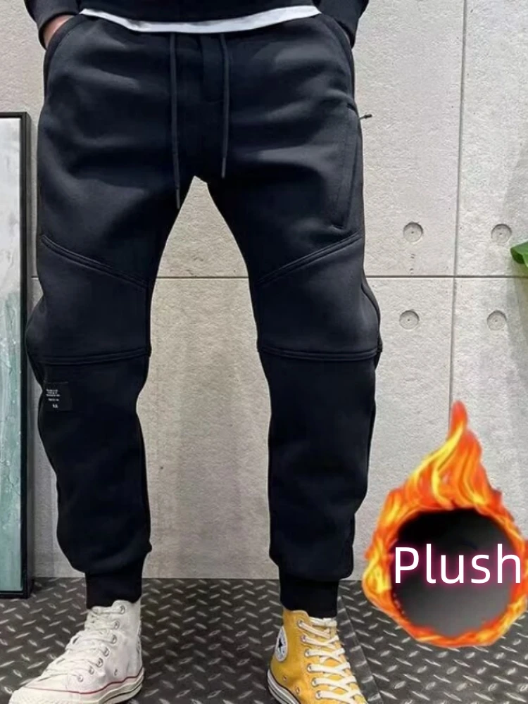 Men's Clothing Autumn Winter Plush Mens Trousers Tracksuit Jogger Pants Men Cargo Pants Man Male Clothes Big Size Sport Gym Y2k