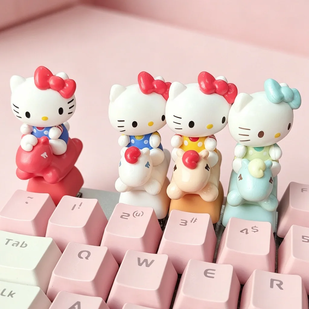 

Cute Hello Kittys Keycap Handmade Resin Keycap For Mechanical Keyboard MX Cross Switch Custom Decorative Keycap Gift For Girls