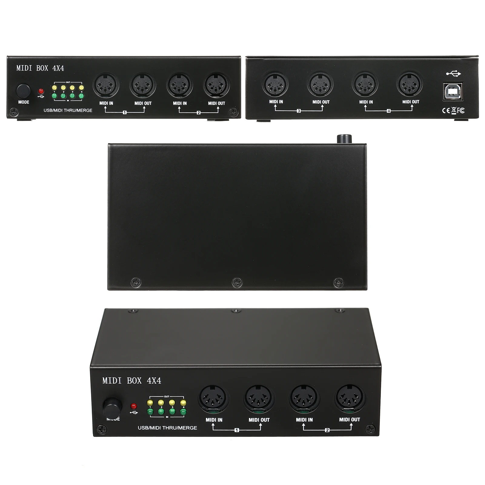 UM4X4 USB MIDI Interface 4 IN /4 Out 64 MIDI Channels 4i/4o + Merge 2i4o MIDI Box 4X4