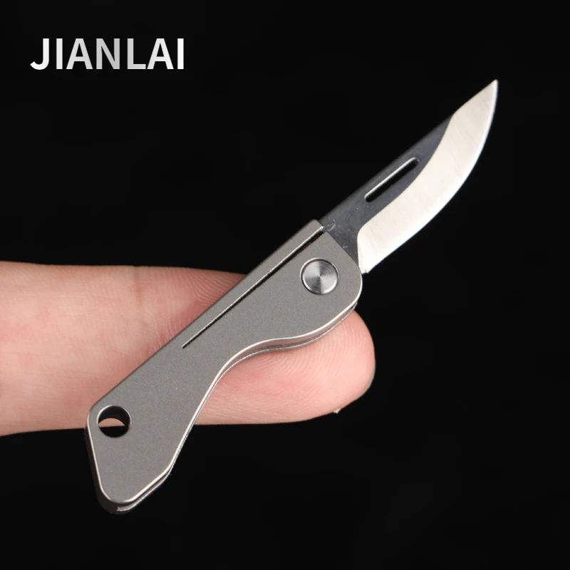 Titanium mini EDC pocket knife camping equipment open box knife keychain hanging outdoor multifunctional portable knife