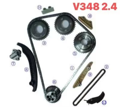 Factory top quality 12PCS engine Timing Chain Kit for Ford Transit V348 2.4L diesel engine parts Tensioner kit