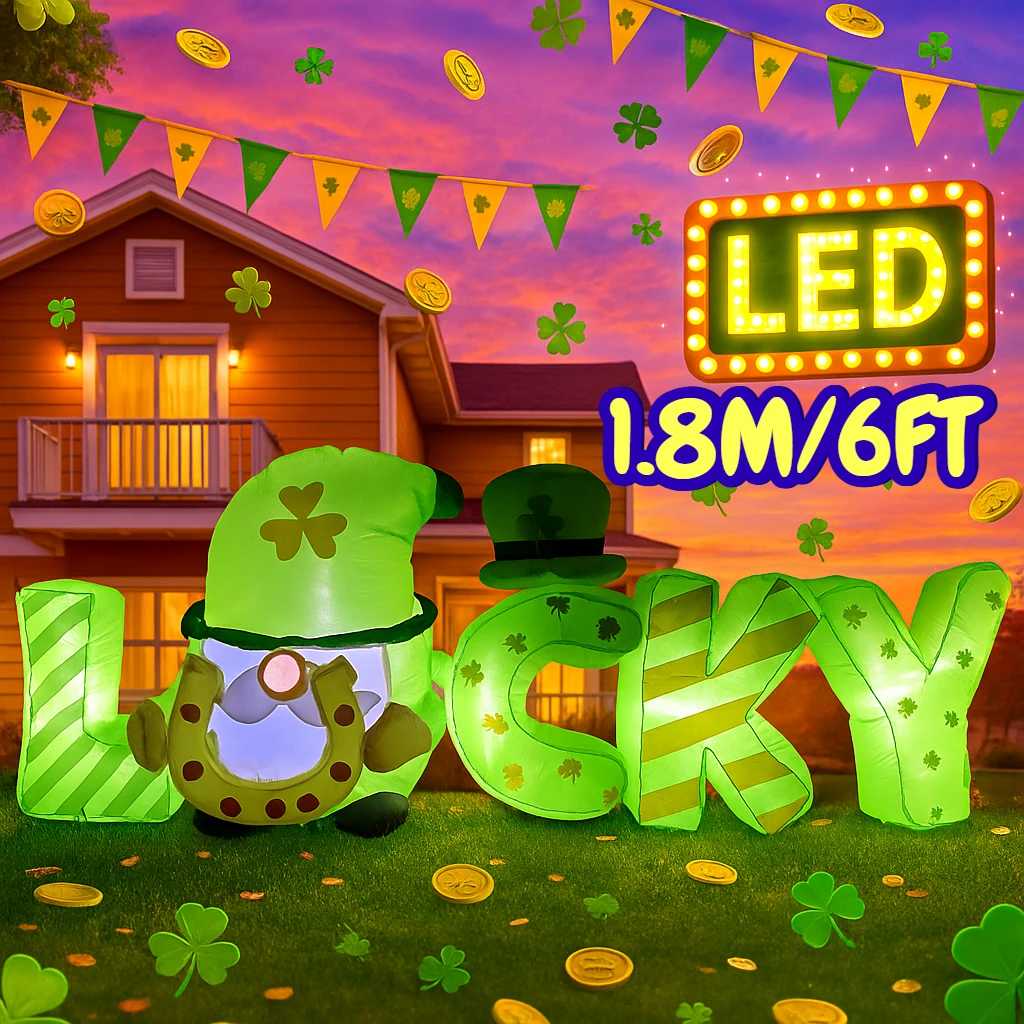 

1,8 м/6 футов надувные игрушки Декор День Святого Патрика надувные уличные украшения «сделай сам» счастливые встроенные светодиодные фонари садовый орнамент игрушка