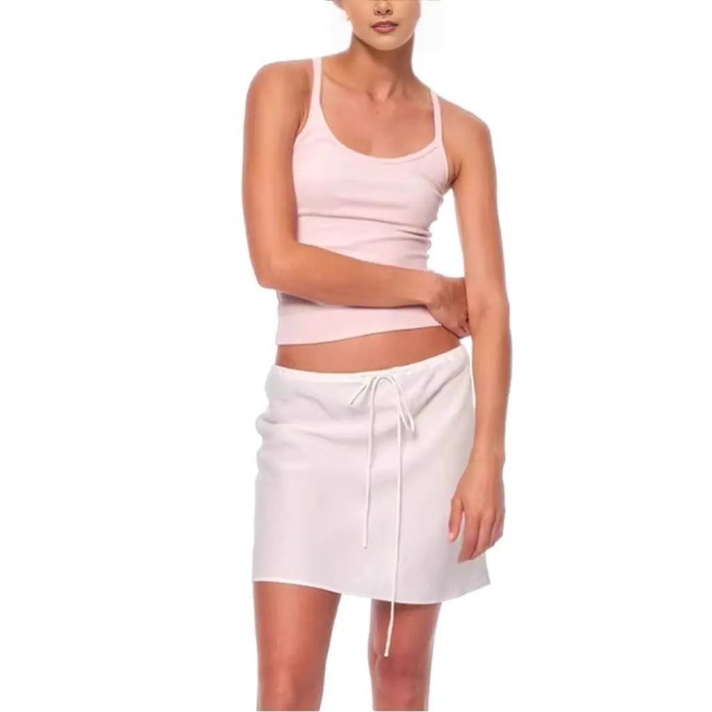 

Women's Thin Waist Drawstring Bias Cut Linen Skirt Casual Loose Straight Versatile Skirt Shorts Long Option Ready Stock