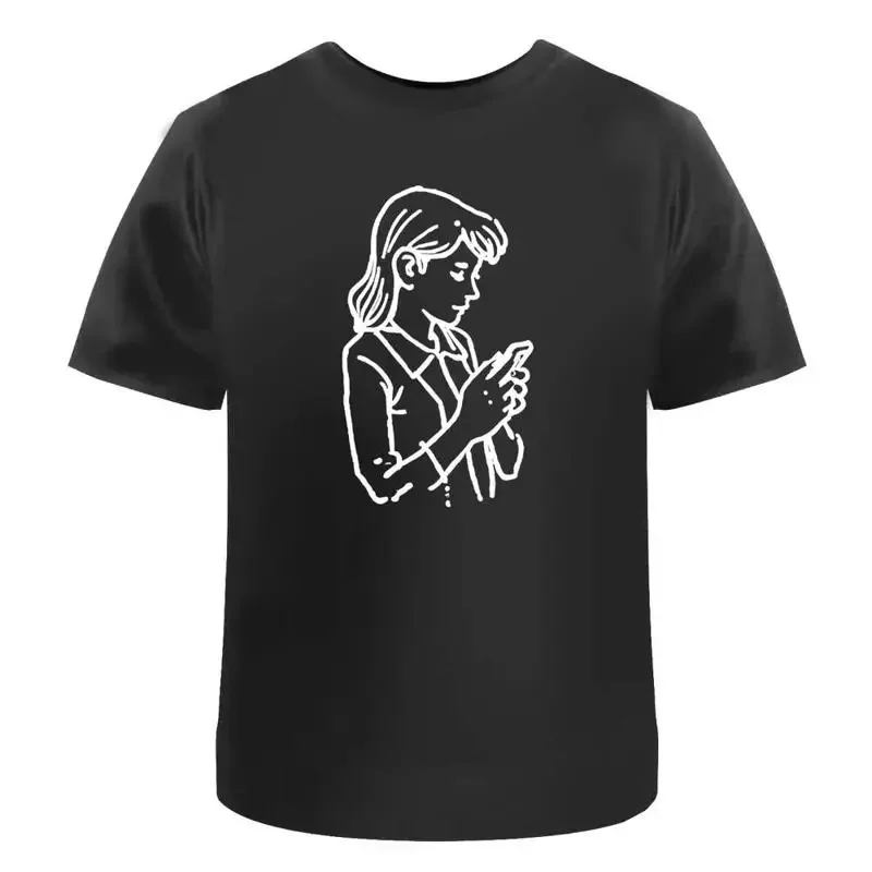 Woman Using A Mobile Phone' Cotton T Shirt Ta046163