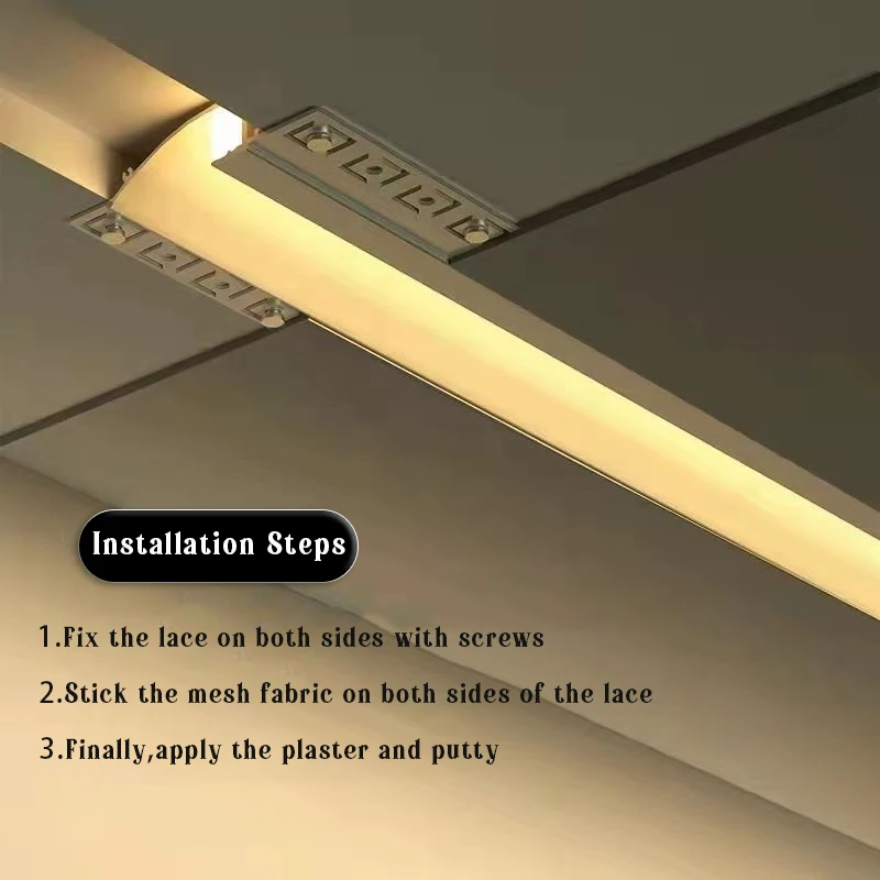 Recessed Led Aluminum Profile Channel Holder For Indoor Home Ceiling Wall Backlight Bar Linear Light Indirect Decor Lighting