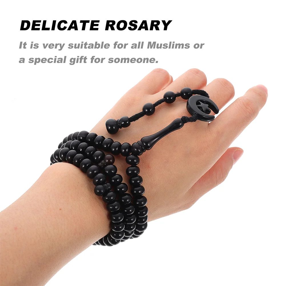 Beads Agate Rosary Bracelet Decorations Bracelets Decorative Natural Muslim Prayer With Tassels Islamic Black