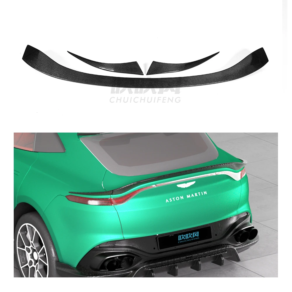 AX Style Three-section Mid-wing for Aston Martin DBX 2021-2024 Real Dry Carbon Fiber Rear Wing Tail Fixed Wings Spoiler