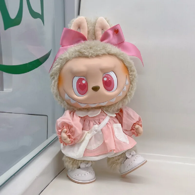 

For 38cm Labubu Zomomo Doll Clothes Sweetheart Pearl Cream Dress Set Labubu Outfit Fashion Gift Labubu Clothing